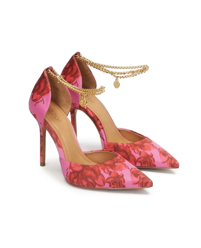 Kazar-Geblümte-Pumps-mit-einer-Kette-am-Knöche