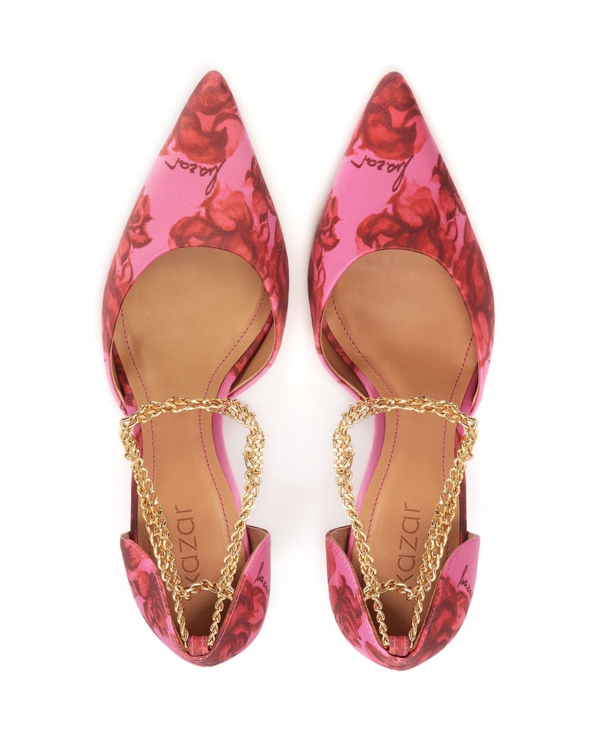 Kazar-Geblümte-Pumps-mit-einer-Kette-am-Knöche