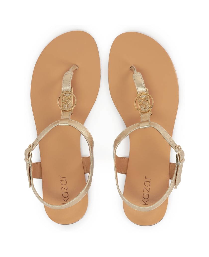 Kazar-Flat-sandals-in-golden-leather-zlatá