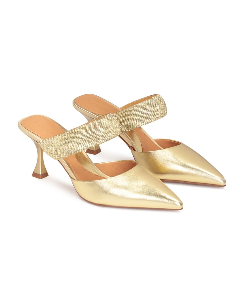 Kazar-Goldene-Lederpantoletten-mit-glänzendem