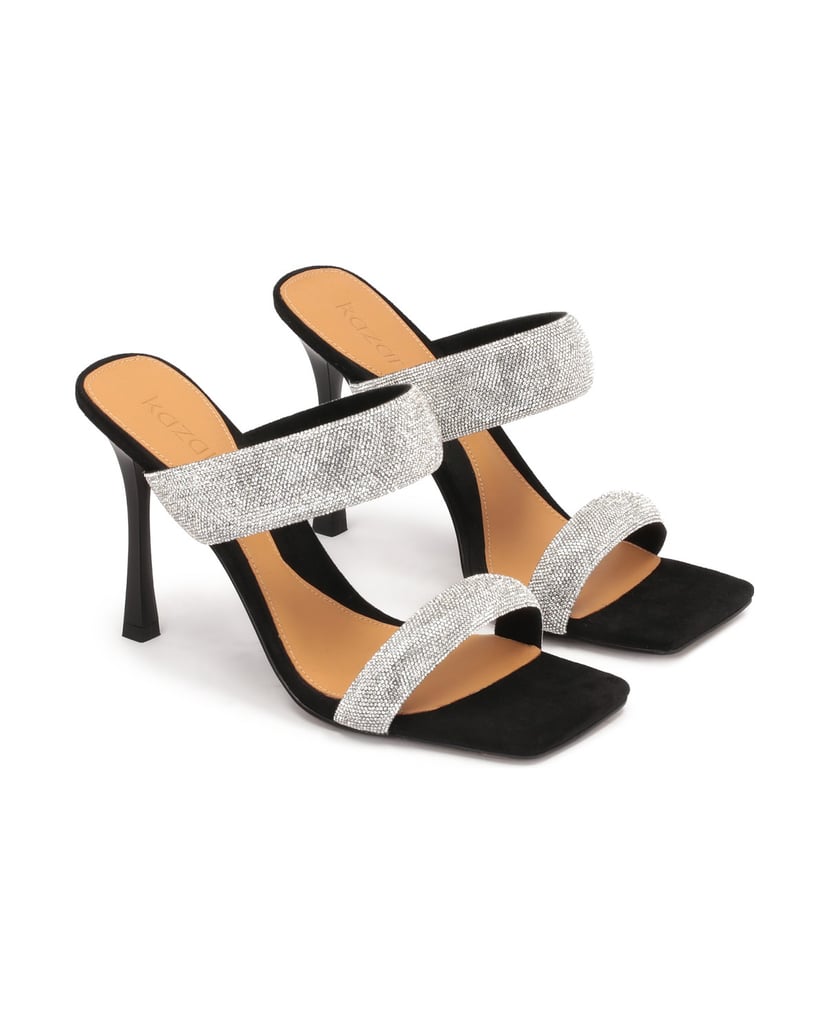 Kazar-Schwarze-Pantoletten-auf-Absätzen-mit-gl-schwarz