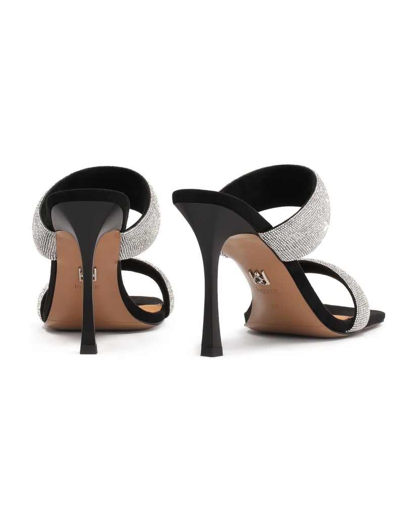 Kazar-Schwarze-Pantoletten-auf-Absätzen-mit-gl-schwarz