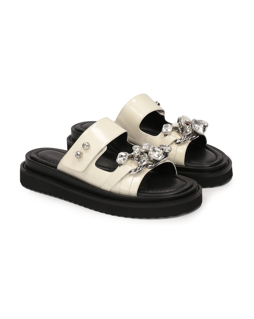 Kazar-Flache-Lederrutschen-mit-eleganter-Verzi-weiss