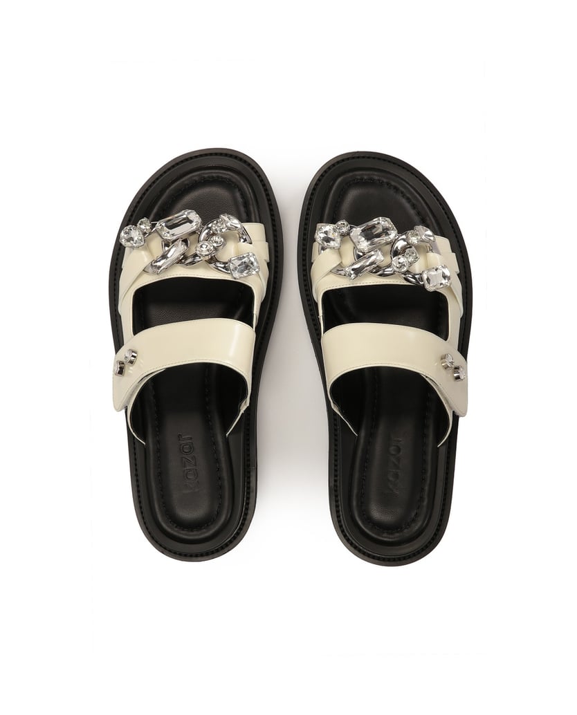 Kazar-Flache-Lederrutschen-mit-eleganter-Verzi-weiss