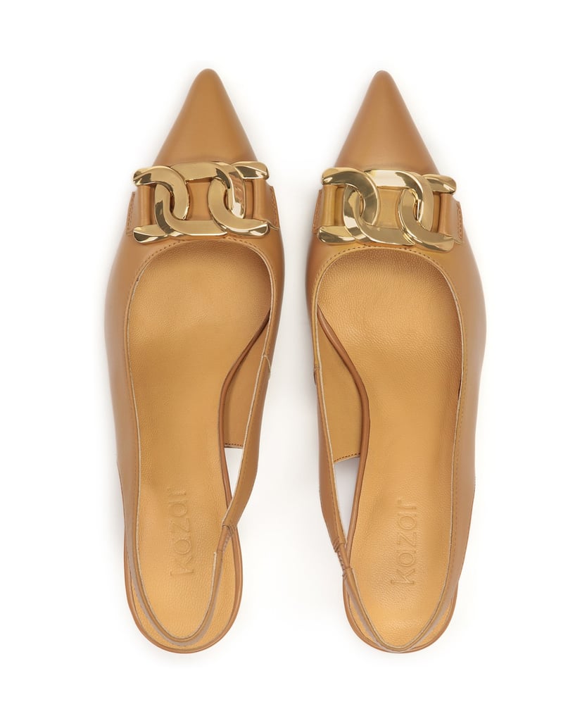 Kazar-Slingback-Pumps-aus-Leder-mit-einer-Kett