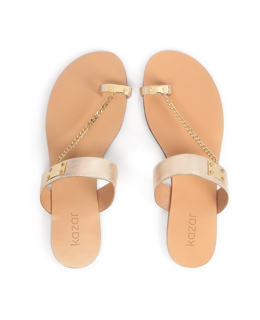 Kazar-Gold-slides-on-a-flat-sole-zlatá