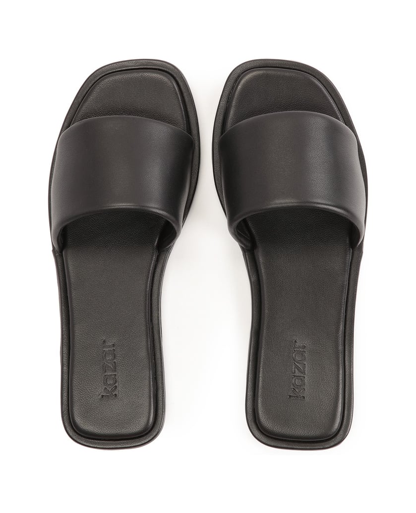 Kazar-Schwarze-Pantoletten-aus-Leder-im-Minima