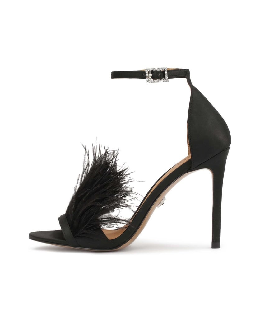 Kazar-Schwarze-Sandalen-mit-Federn-verziert