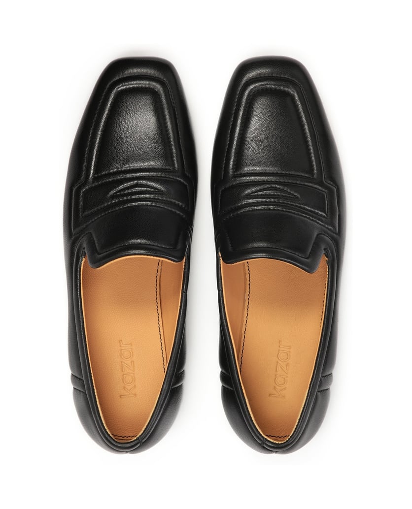 Kazar-Schwarze-flache-Schuhe-mit-Nähten-verzie