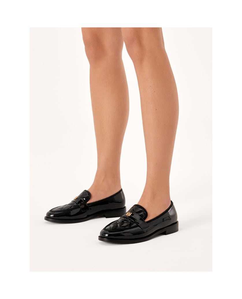 Kazar-Slipper-aus-Lackleder-mit-Steppmusterung-schwarz