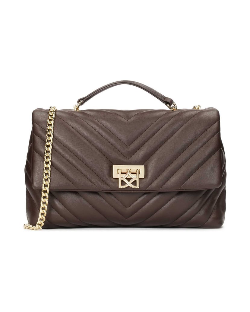 Kazar-Kompakte-Umhängetasche-mit-modischer-Ste-braun