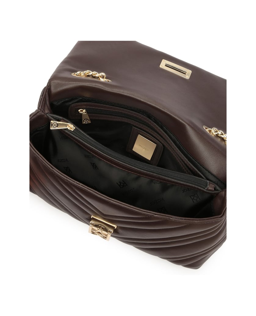 Kazar-Kompakte-Umhängetasche-mit-modischer-Ste-braun