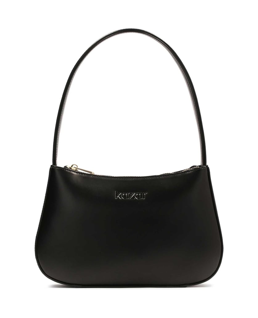 Kazar-Kleine-Tasche-aus-genarbtem-Leder-schwarz