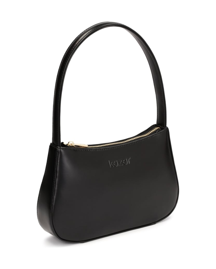 Kazar-Kleine-Tasche-aus-genarbtem-Leder-schwarz