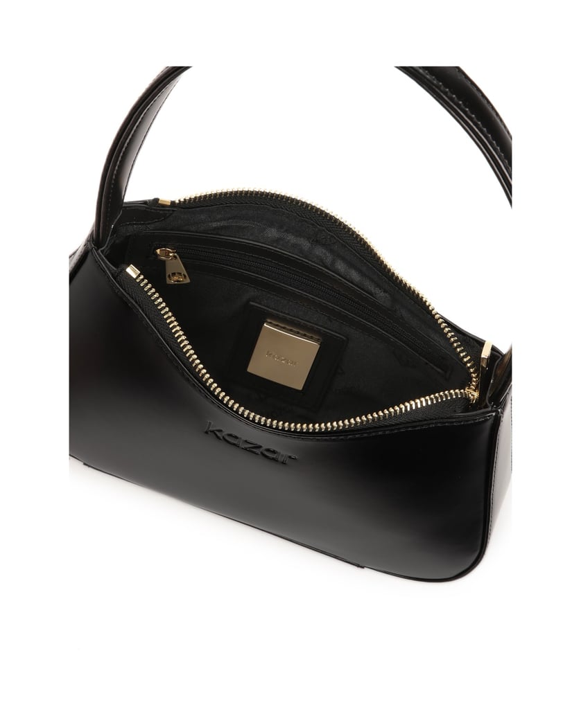 Kazar-Kleine-Tasche-aus-genarbtem-Leder-schwarz