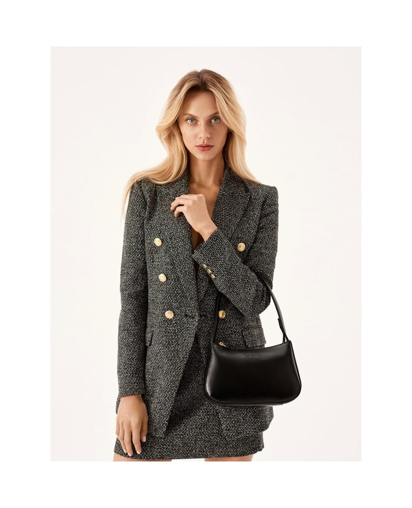 Kazar-Kleine-Tasche-aus-genarbtem-Leder-schwarz