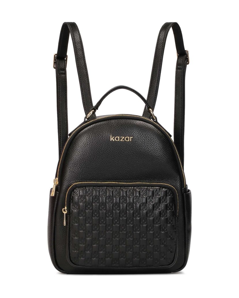 Kazar-Schwarzer-Lederrucksack-mit-geprägtem-Mu-schwarz