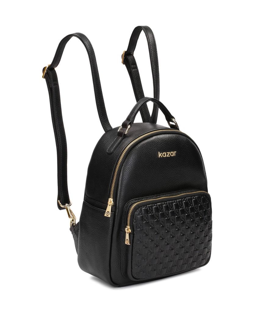 Kazar-Schwarzer-Lederrucksack-mit-geprägtem-Mu-schwarz