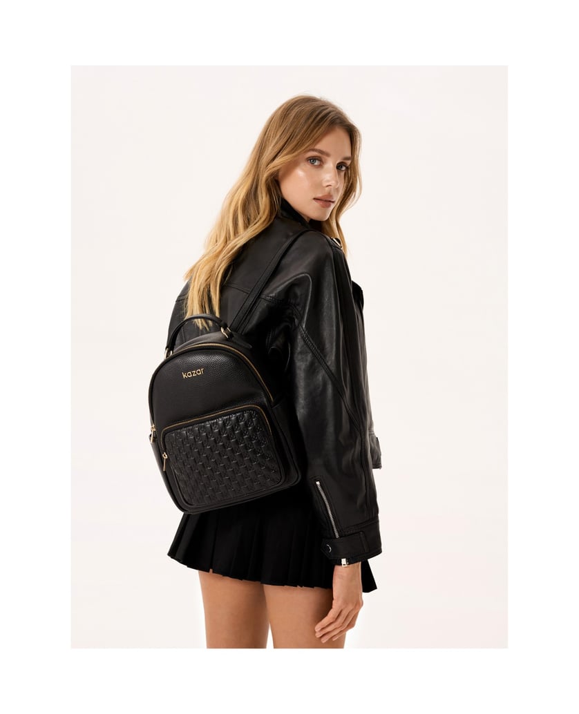 Kazar-Schwarzer-Lederrucksack-mit-geprägtem-Mu-schwarz