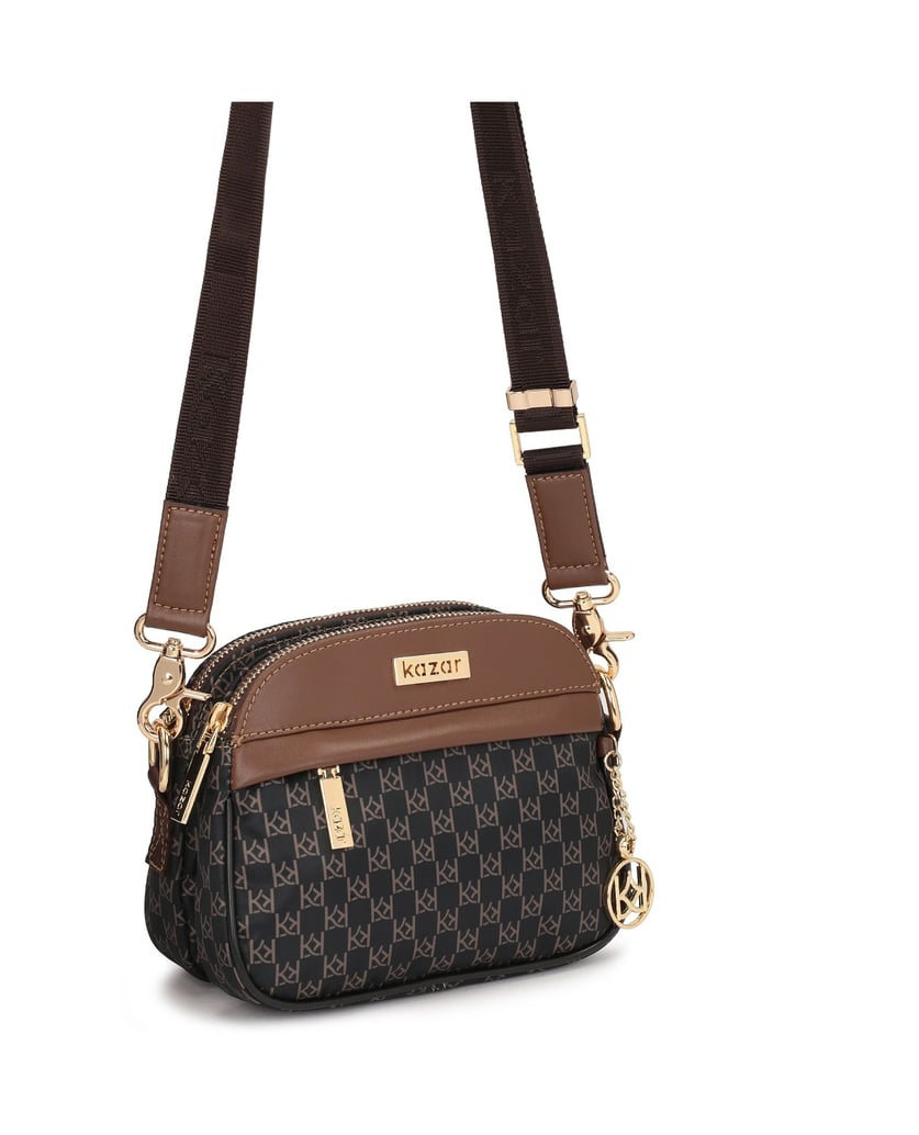 Kazar-Braune-urbane-Tasche-aus-gemustertem-Sto-braun