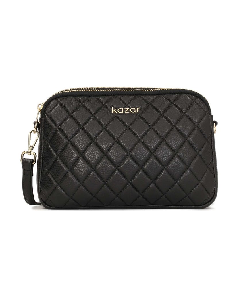 Kazar-Minimalist-quilted-grain-leather-bag-černá