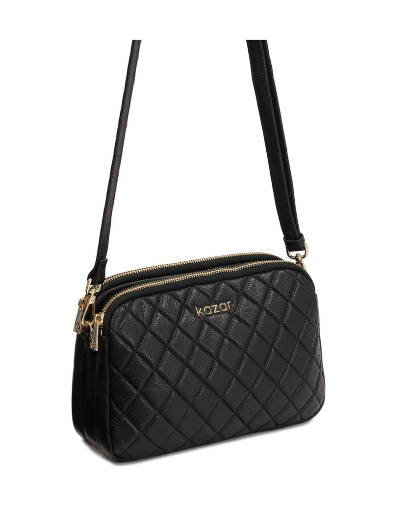 Kazar-Minimalist-quilted-grain-leather-bag-černá