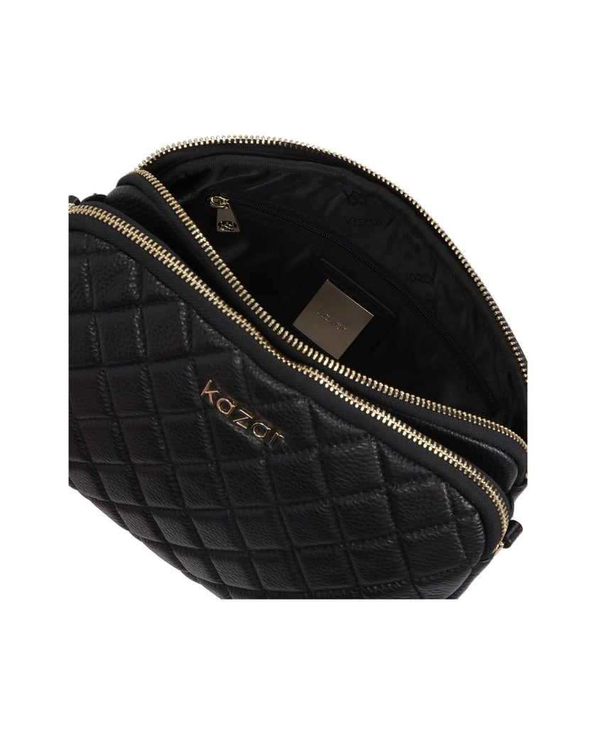 Kazar-Minimalist-quilted-grain-leather-bag-černá