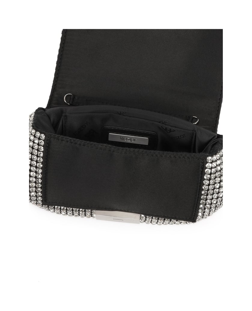 Kazar-Evening-bag-with-flap-decorated-with-zircons-čierna