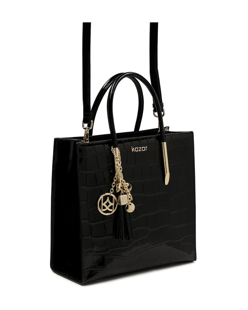 Kazar-Elegante-Handtasche-aus-schwarzem-gepräg