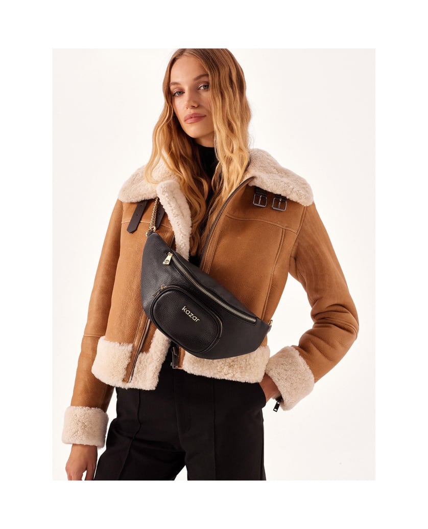 Kazar-Schwarze-Hüfttasche-mit-Tasche-auf-der-V