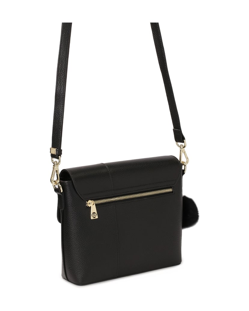 Kazar-Black-shoulder-bag-with-detachable-pompom-černá