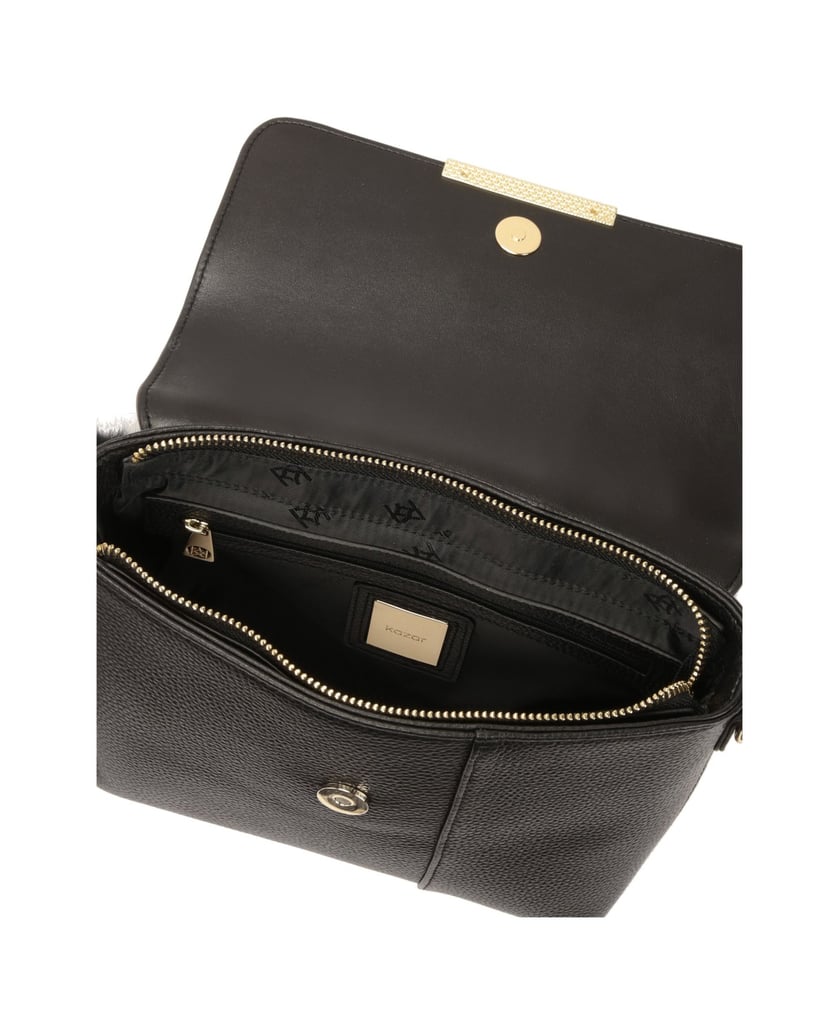 Kazar-Black-shoulder-bag-with-detachable-pompom-černá