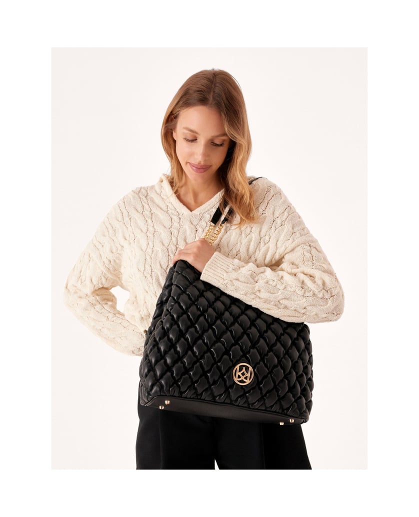 Kazar-Große,-gesteppte-Handtasche-mit-Schultergriffen-schwarz