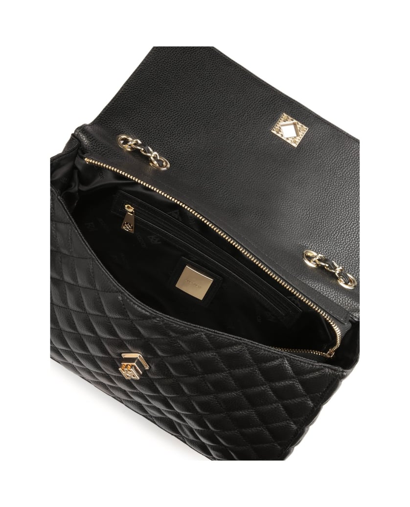 Kazar-Schwarze-Leder-Umhängetasche-mit-Steppmu-schwarz