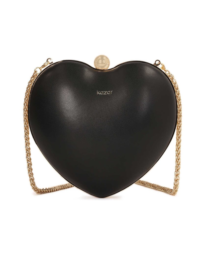 Kazar-Schwarze-steife-Abendtasche-Herz