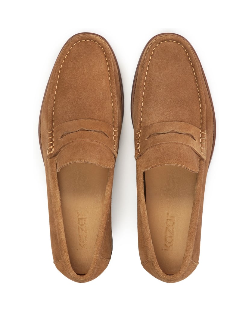 Kazar-Loafer-mit-angenähtem-Ziergürtel-mit-Cut-braun