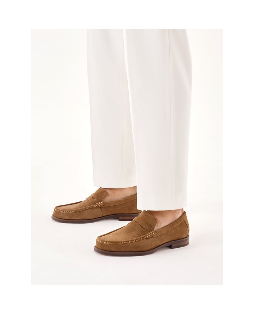 Kazar-Loafer-mit-angenähtem-Ziergürtel-mit-Cut-braun