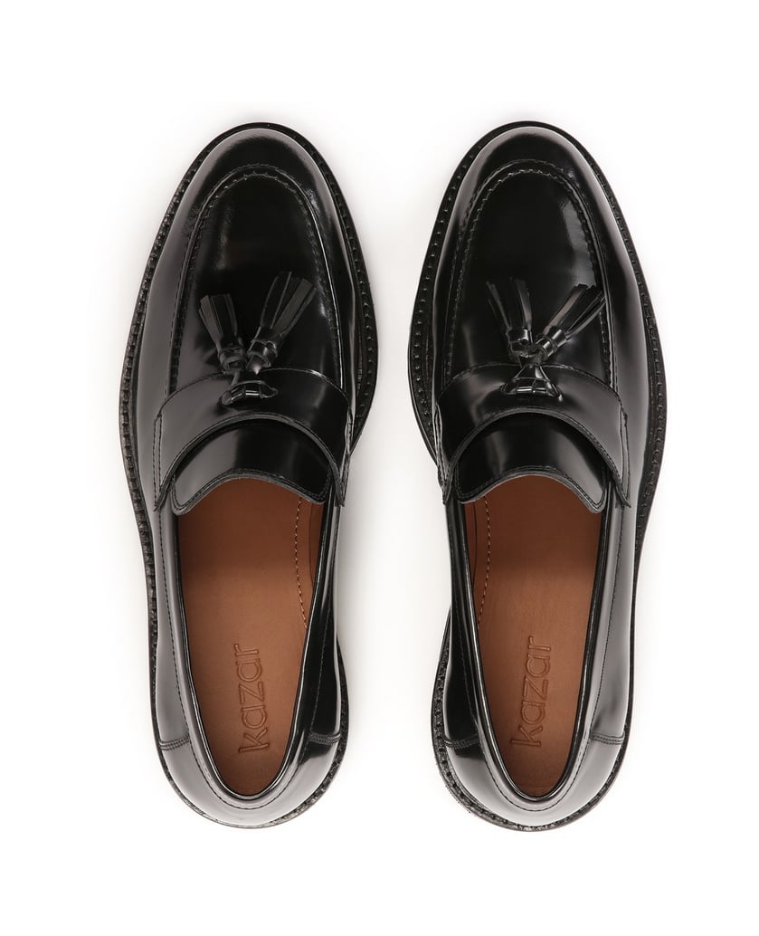 Kazar-Black-men's-loafers-with-a-clutch-čierna