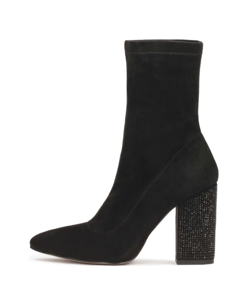 Kazar-Black-boots-with-rhinestone-embellished-heel-černá