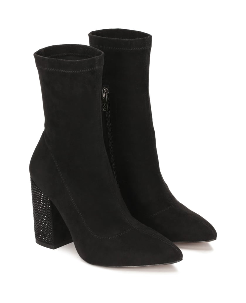 Kazar-Black-boots-with-rhinestone-embellished-heel-černá