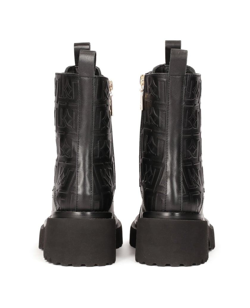Kazar-Lederstiefel-mit-geprägten-Monogrammen-schwarz