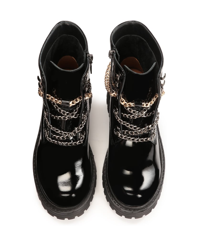 Kazar-Lackleder-Kettenstiefel-schwarz