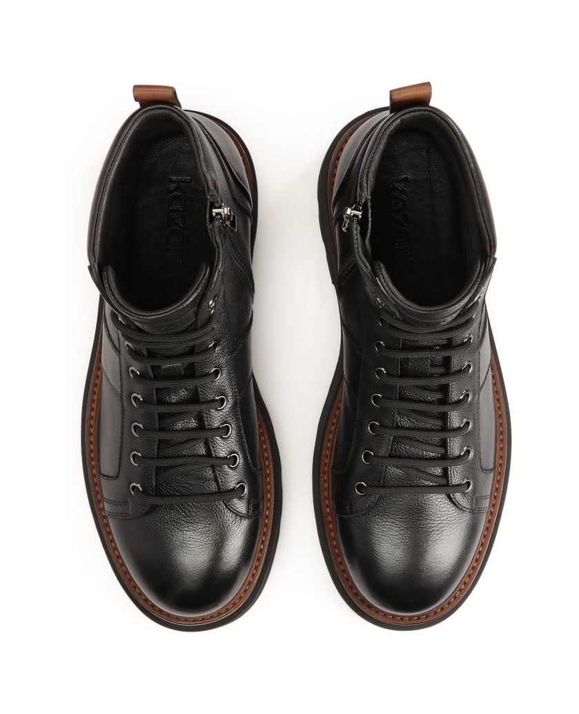 Kazar-Leather-boots-on-a-two-tone-sole-černá