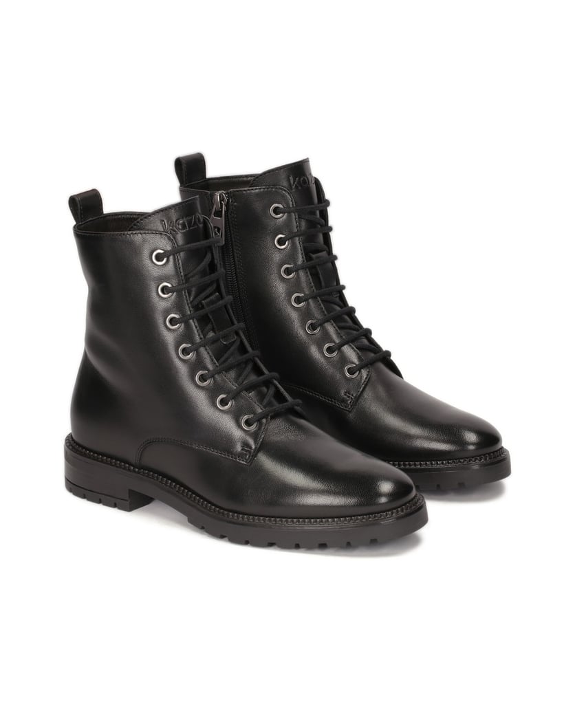 Kazar-Schwarze-Stiefel-mit-Schnürung-und-Reißv-schwarz