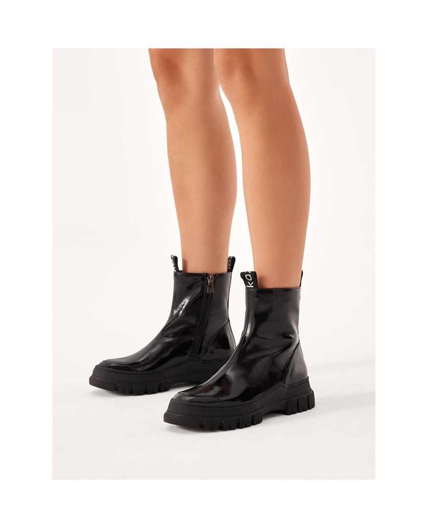 Kazar-Stiefel-aus-Lackleder-mit-Reißverschluss-schwarz