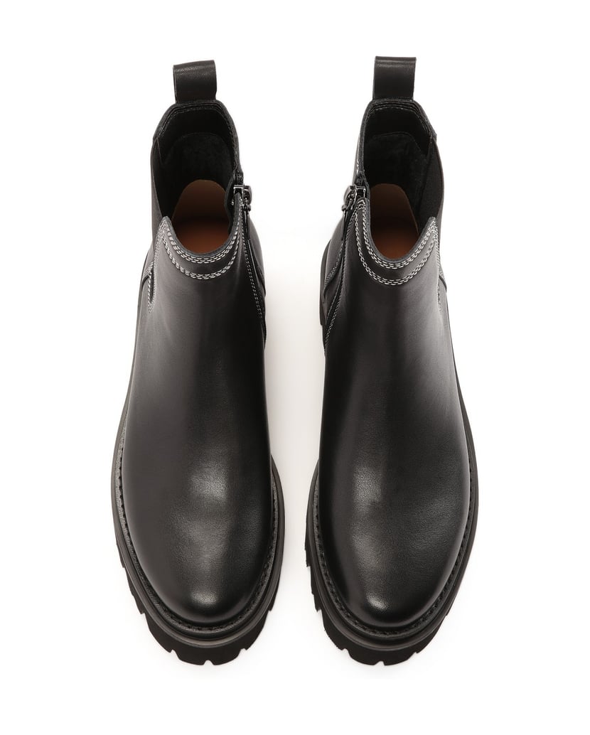 Kazar-Schwarze-Stiefel-mit-weißen-Nähten