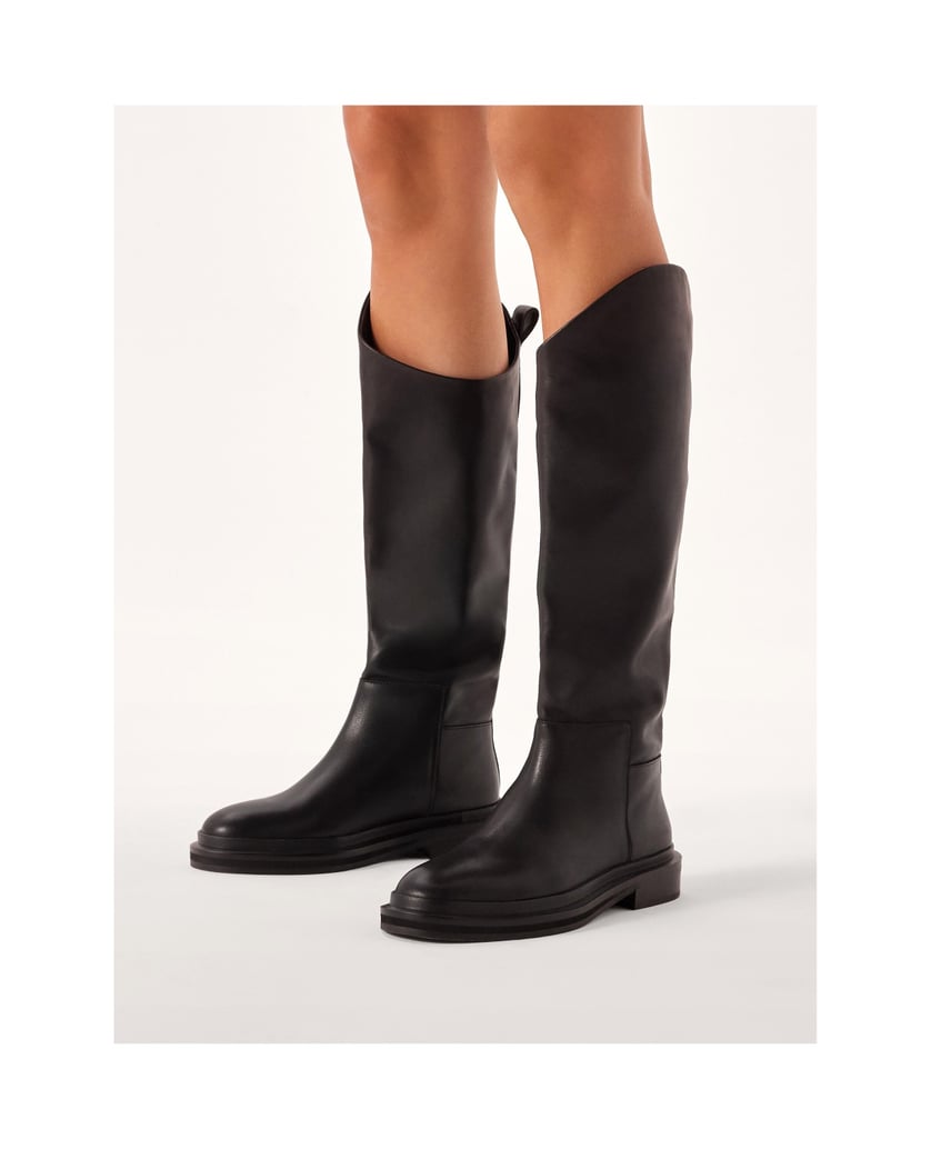 Kazar-Flache-Lederstiefel-zum-Hineinschlüpfen-schwarz