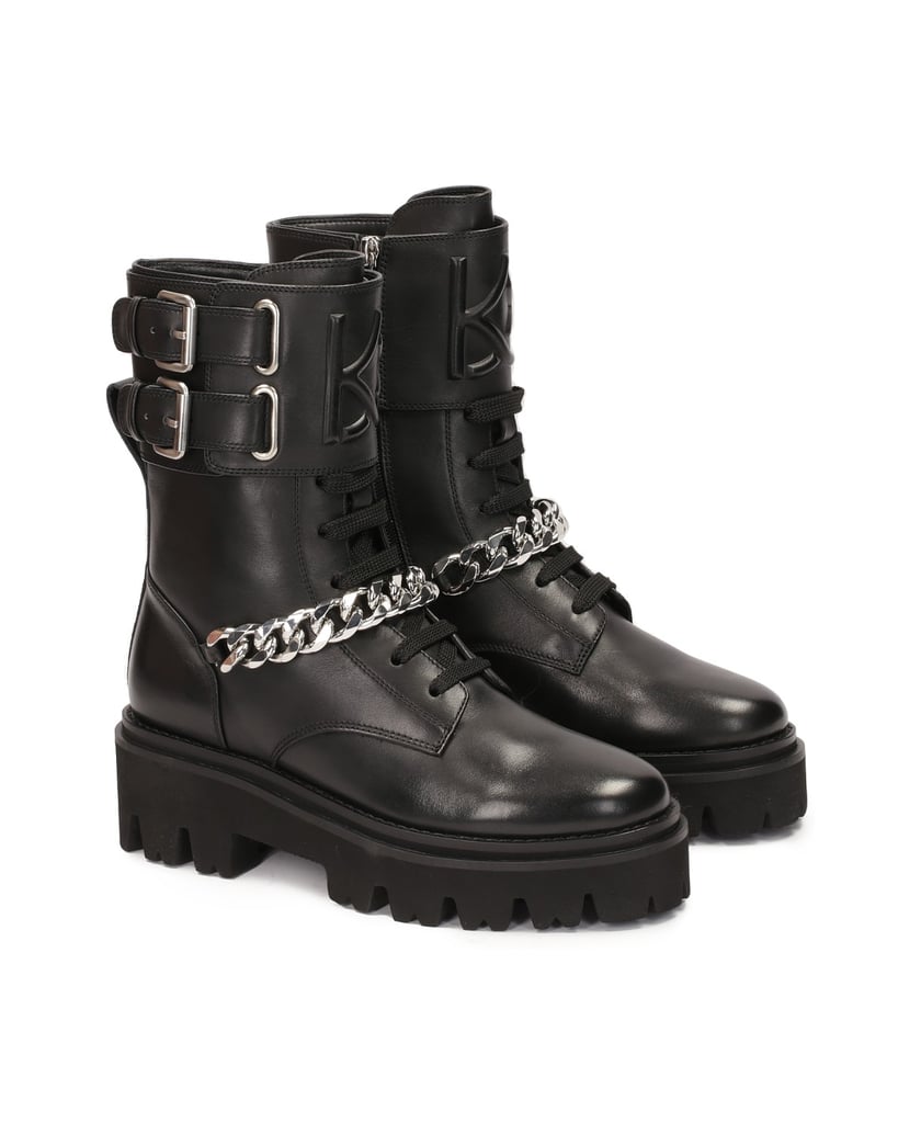 Kazar-Schwarze-Stiefel-mit-Zierklappe-und-Kett