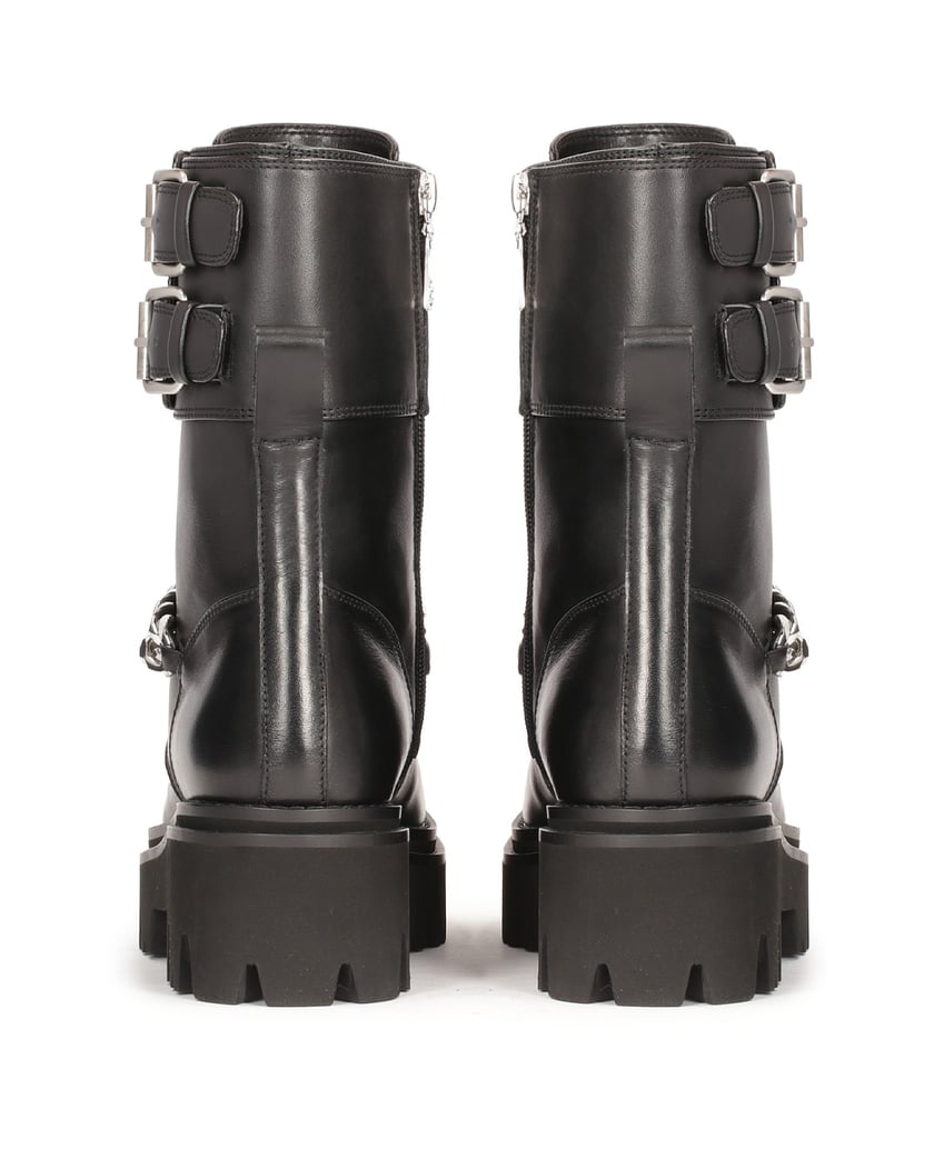 Kazar-Schwarze-Stiefel-mit-Zierklappe-und-Kett