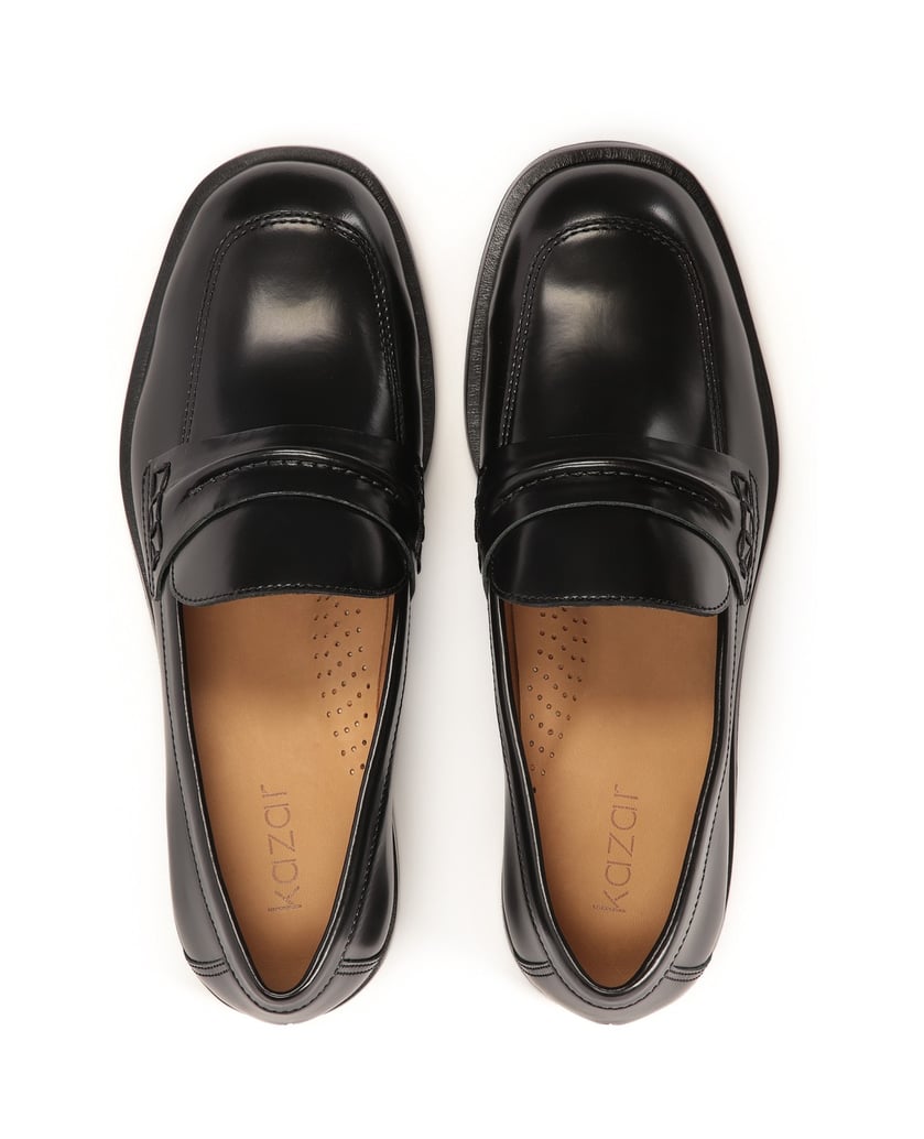 Kazar-Halbschuhe-aus-schwarzem-Leder-mit-Anili